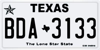 TX license plate BDA3133