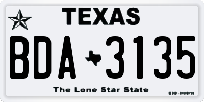 TX license plate BDA3135