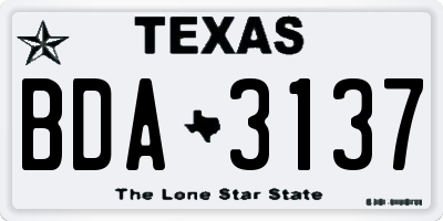 TX license plate BDA3137