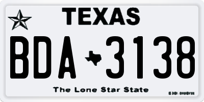 TX license plate BDA3138