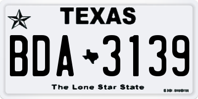 TX license plate BDA3139