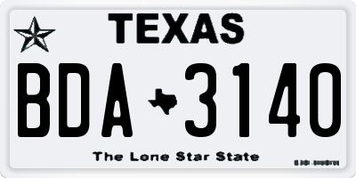 TX license plate BDA3140