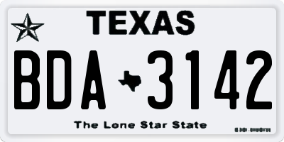 TX license plate BDA3142