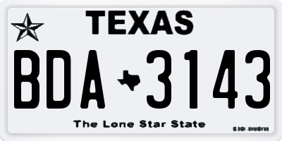 TX license plate BDA3143