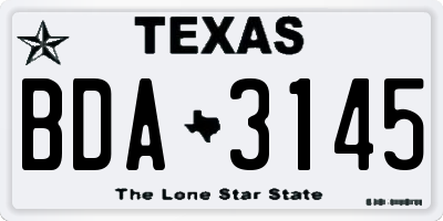 TX license plate BDA3145