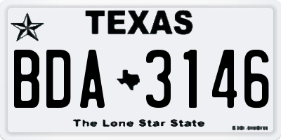 TX license plate BDA3146