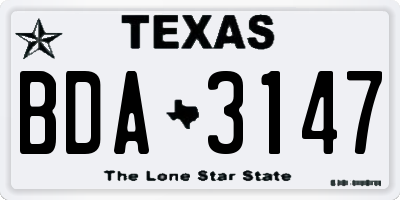 TX license plate BDA3147