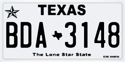 TX license plate BDA3148