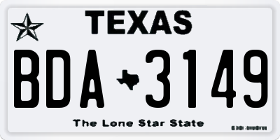 TX license plate BDA3149