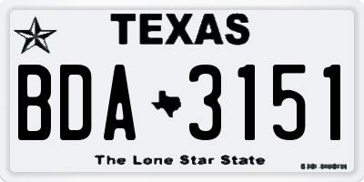 TX license plate BDA3151