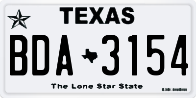 TX license plate BDA3154