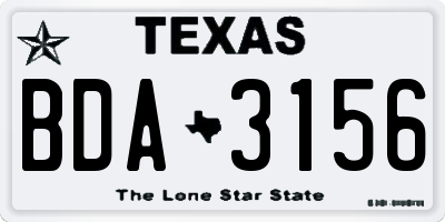 TX license plate BDA3156