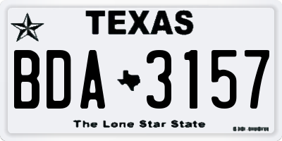 TX license plate BDA3157