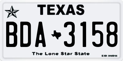 TX license plate BDA3158