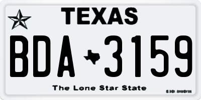 TX license plate BDA3159