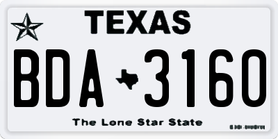 TX license plate BDA3160