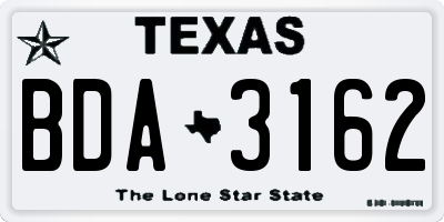 TX license plate BDA3162