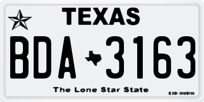 TX license plate BDA3163