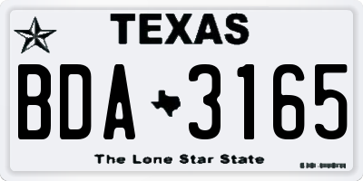 TX license plate BDA3165
