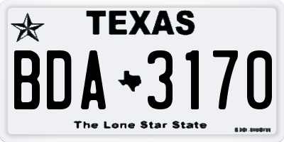 TX license plate BDA3170