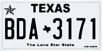 TX license plate BDA3171