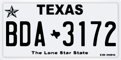 TX license plate BDA3172