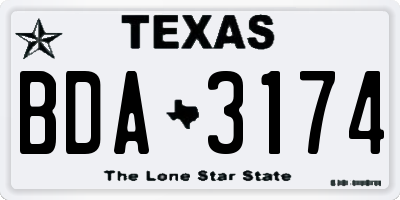 TX license plate BDA3174
