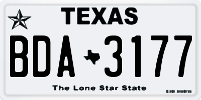 TX license plate BDA3177