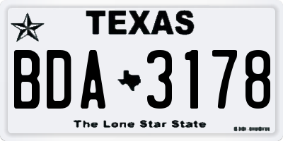 TX license plate BDA3178