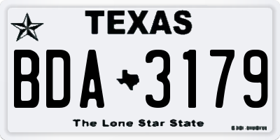 TX license plate BDA3179