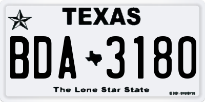 TX license plate BDA3180