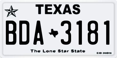 TX license plate BDA3181