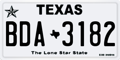TX license plate BDA3182