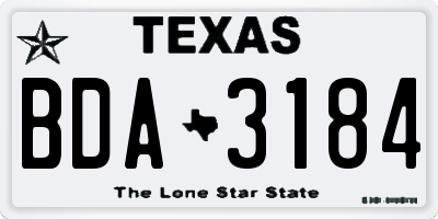 TX license plate BDA3184