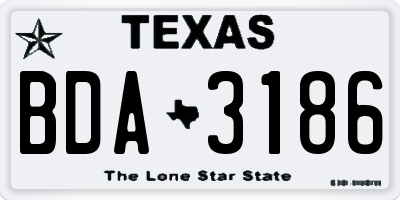 TX license plate BDA3186