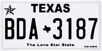 TX license plate BDA3187