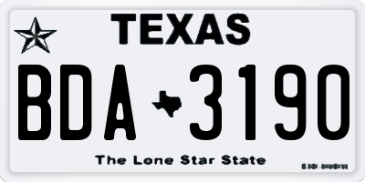 TX license plate BDA3190