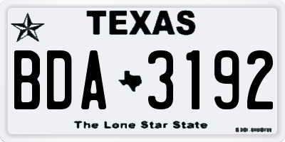 TX license plate BDA3192