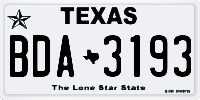 TX license plate BDA3193