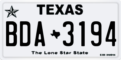 TX license plate BDA3194