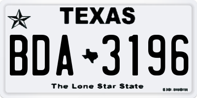 TX license plate BDA3196
