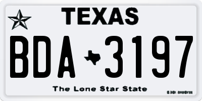 TX license plate BDA3197