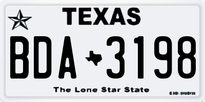 TX license plate BDA3198