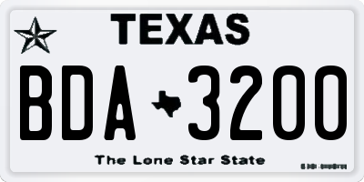 TX license plate BDA3200