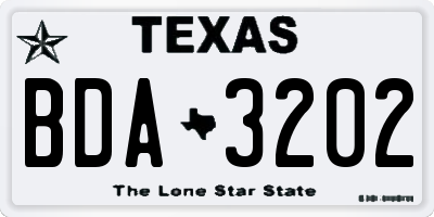 TX license plate BDA3202