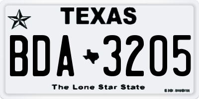 TX license plate BDA3205