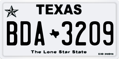 TX license plate BDA3209