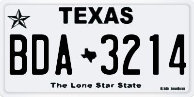 TX license plate BDA3214