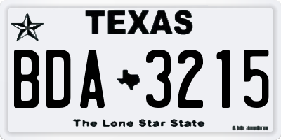TX license plate BDA3215