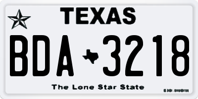 TX license plate BDA3218